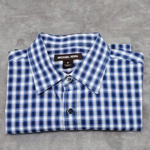 MICHAEL KORS Men’s Casual Shirt Blue White Plaid M